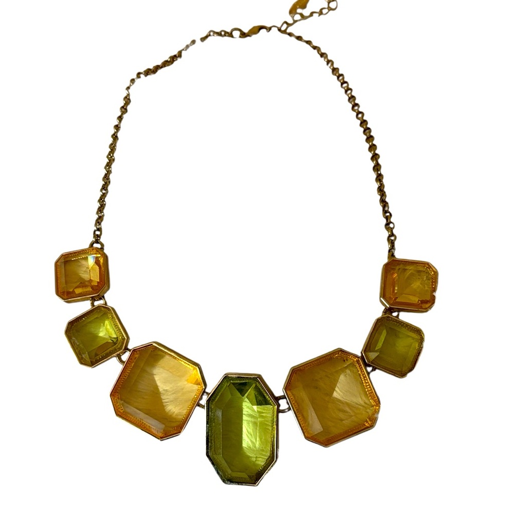 Ann Taylor Vintage Chunky Stone Necklace , yellow and green hues, 21” length